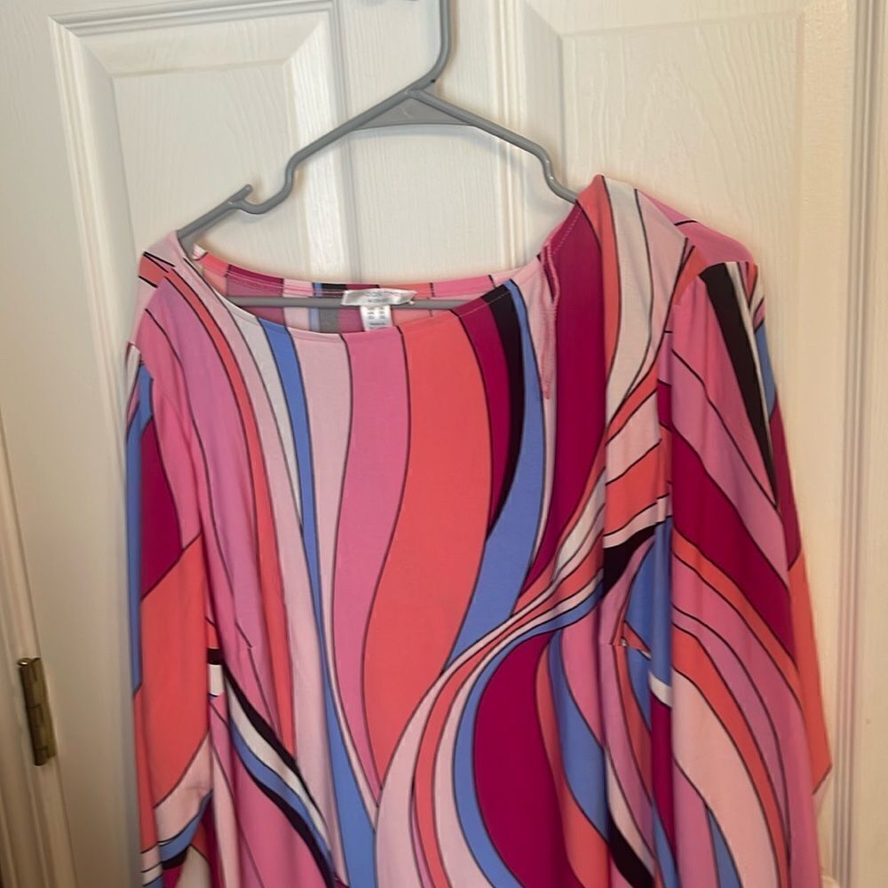 London Times. Swirl 3/4 Sleeve Shift Dress NWOT Size 3x